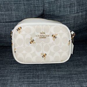 MINI JAMIE CAMERA BAG IN SIGNATURE CANVAS WITH BEE PRINT